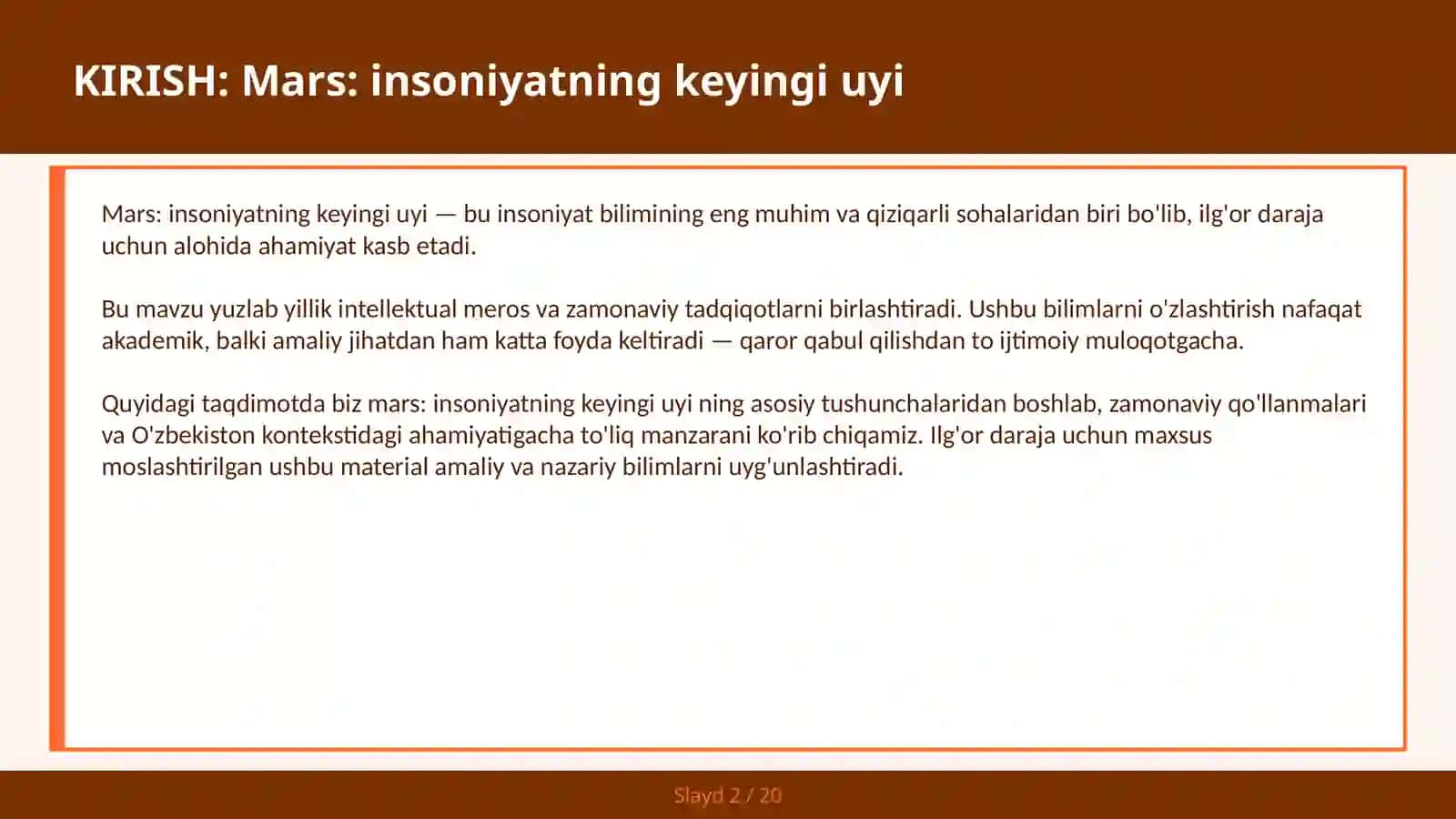Mars: Insoniyatning Keyingi Uyi 2