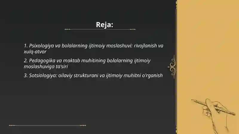 Bolalarning ijkimoiy moslashu faning boshqa fanlar bilan aloqasi 2