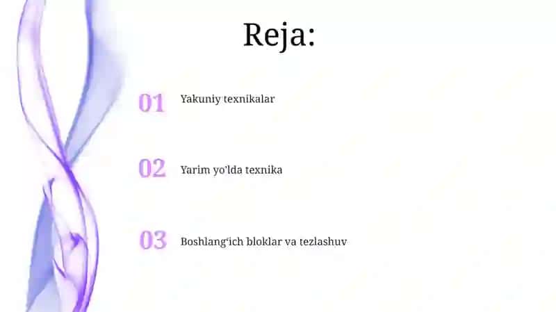 Qisqa masofaga yugurish texnikasini órgatish 2