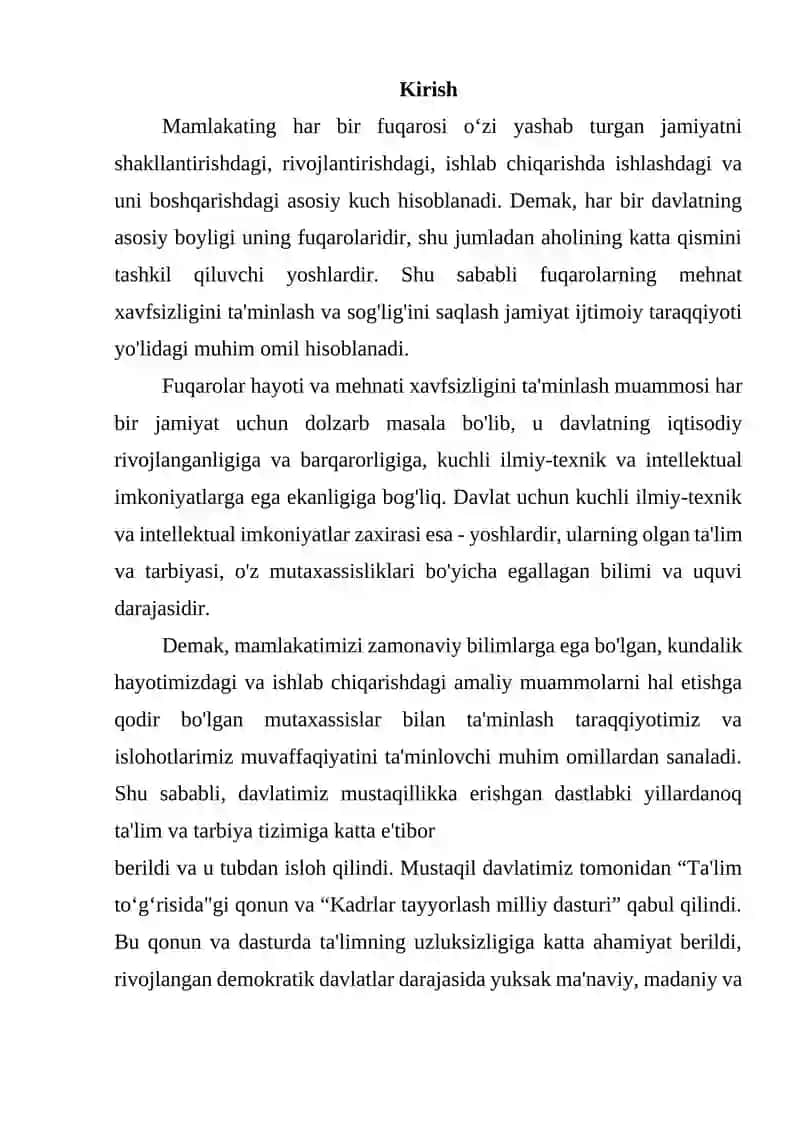 Oliy ta'lim muassasalarida professor-o'qituvchilar, xodimlar va talabalar mehat sharoiti xavfsizligini oshirish 2