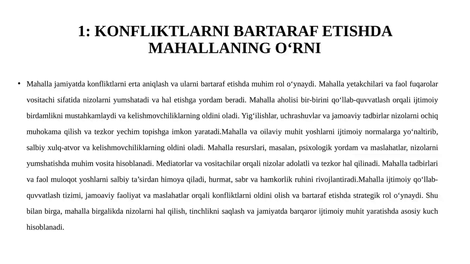 KONFLIKTLARNI BARTARAF ETISHDA MAHALLA VA MUHITNING O‘RNI 2