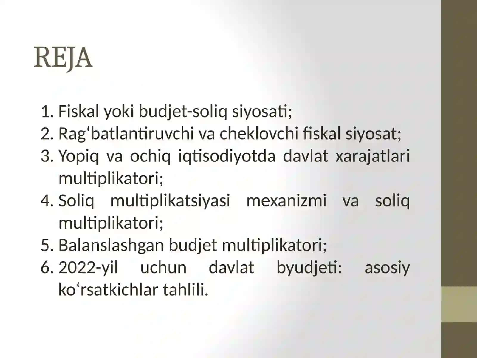 FISKAL HISOBLAR VA ULARNING TAHLILI 2