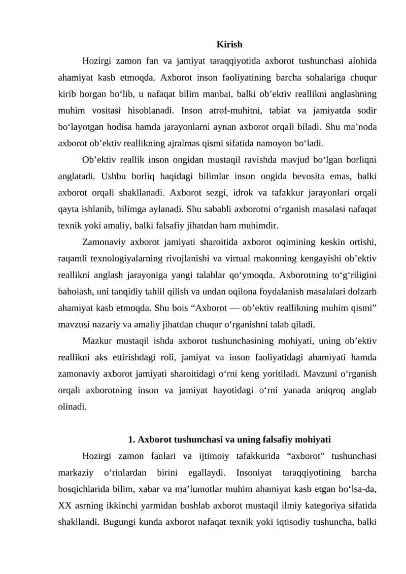 Axborot — ob’ektiv reallikning muhim qismi 2