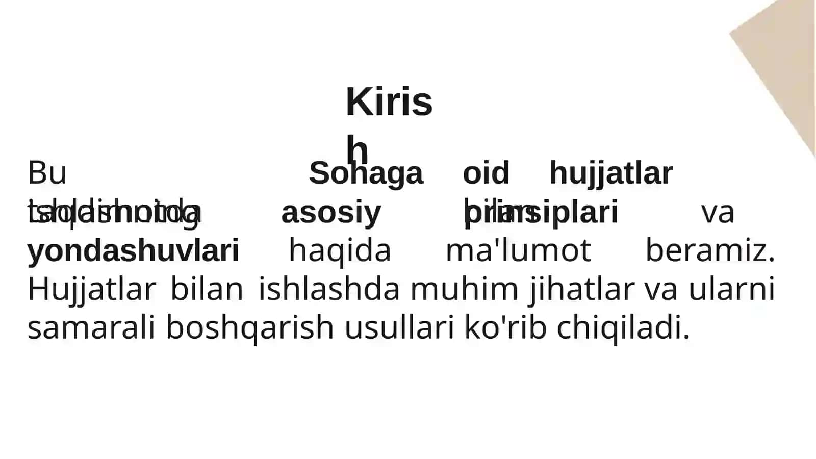Sohaga oid hujjatlar bilan ishlash 2