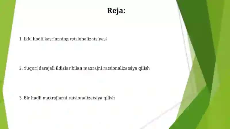 Kasrning maxrajidagi irrotsianallikni yoʻqotish 2