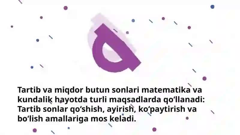 Tartib va miqdor butun sonlari 2