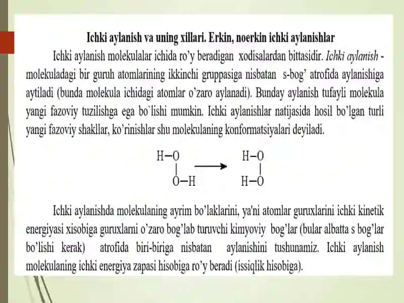 Ichki molekulyar aylanish va konformatsiyalar 2