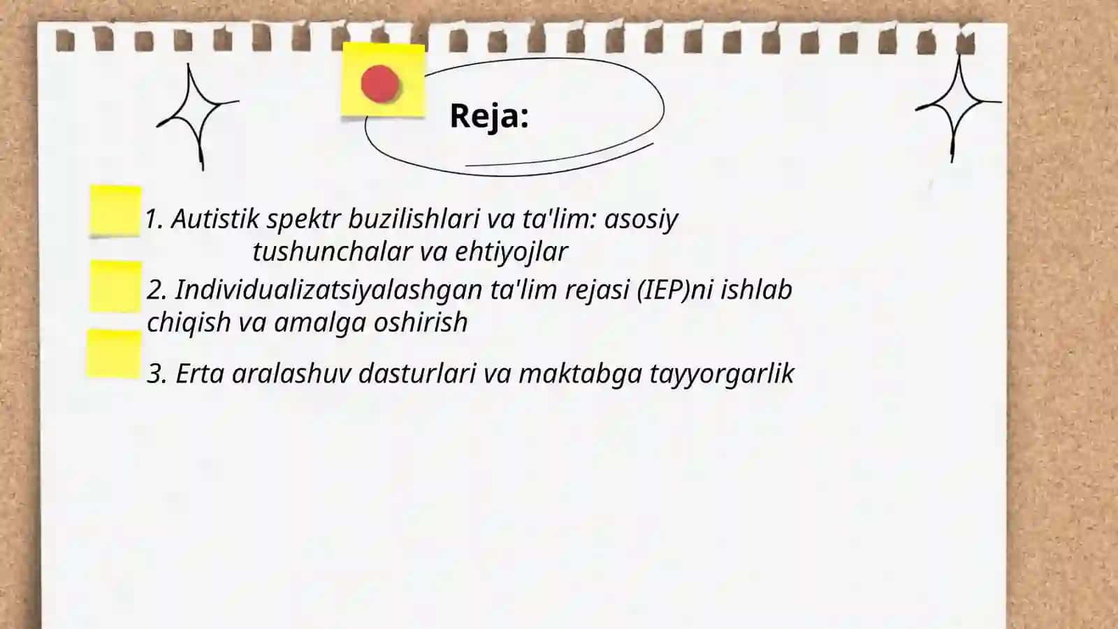 Autistik spektr buzilishlariga ega bo'lgan bolalarni ta'lim ehtiyojlari 2