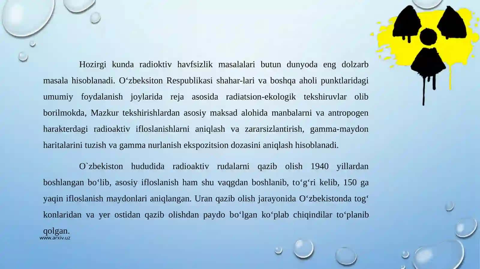 Radioaktiv moddalar bilan ifloslanishning oldini olish 2