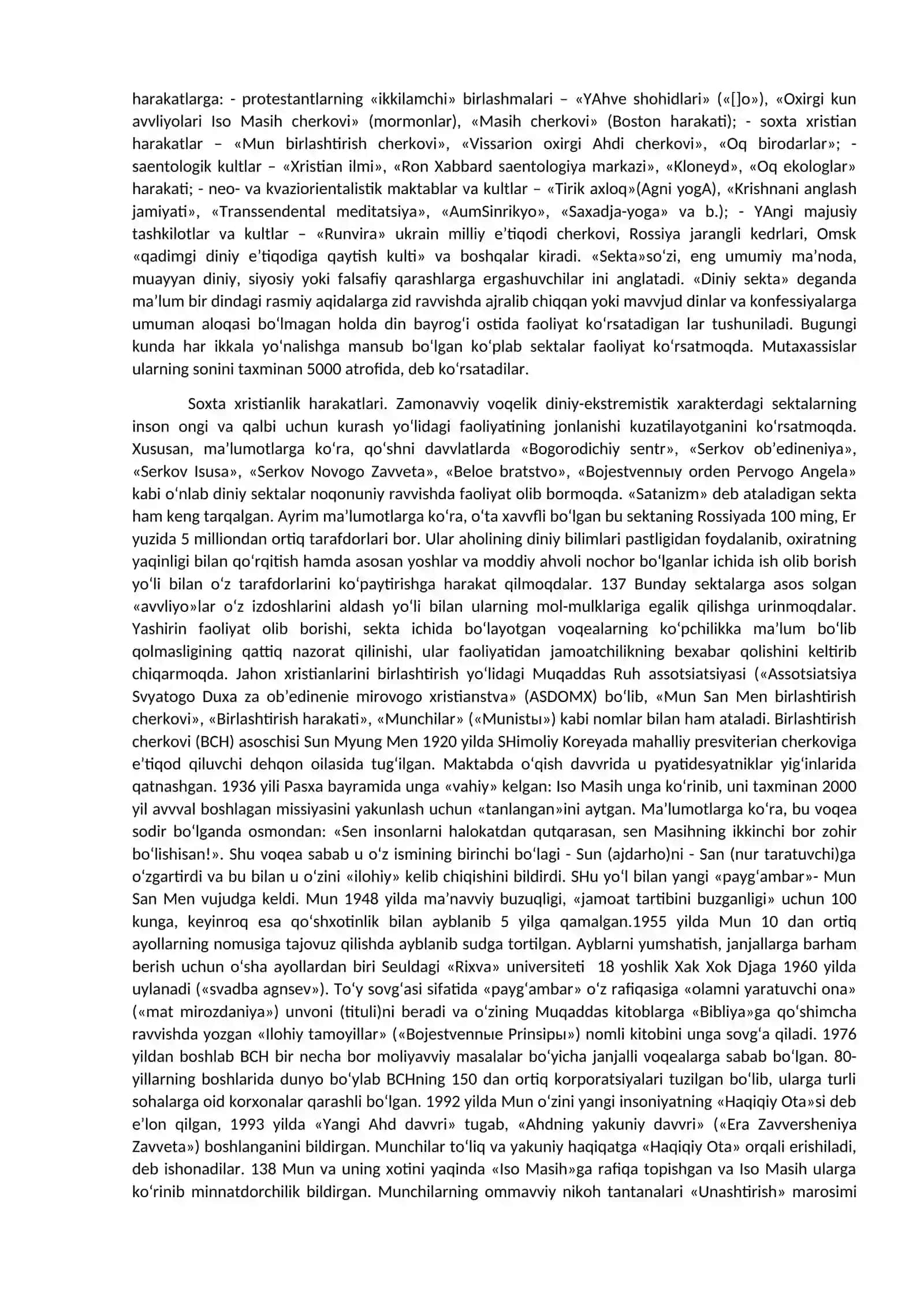 10-mavzu. Yangi diniy ta`limotlar va sektalar 2