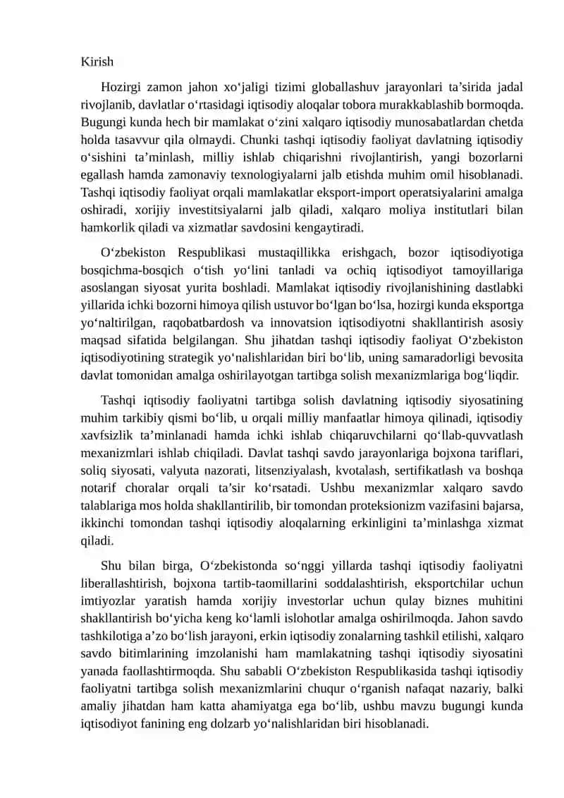 Tashqi iqtisodiy faoliyatni tartibga solish mexanizmlari 2