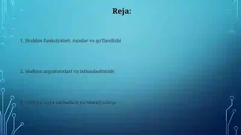 Shablon funksiyalari: Asoslar va qo'llanilishi 2
