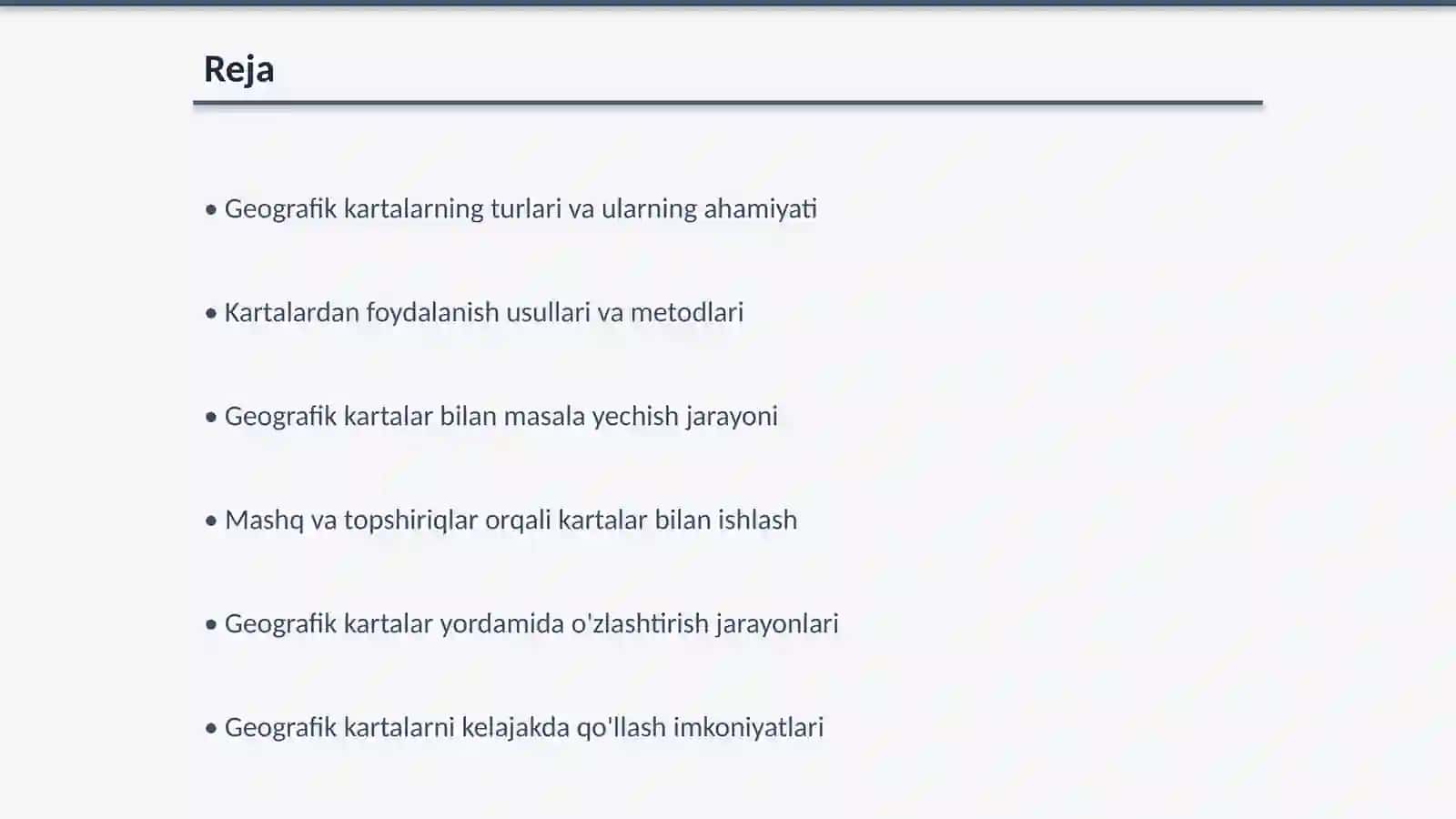 Geografik kartalarning turlari. Ulardan foydalanib masala va mashq yechish 2