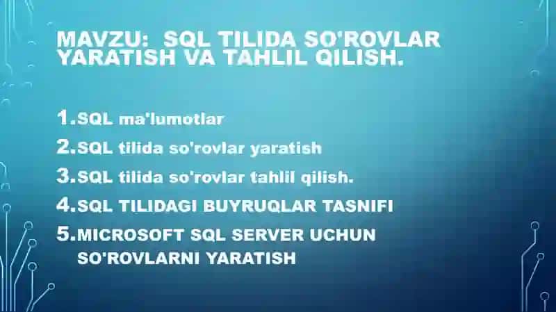 Maʼlumot bazasi fanidan tayyorlangan mustaqil ish 2