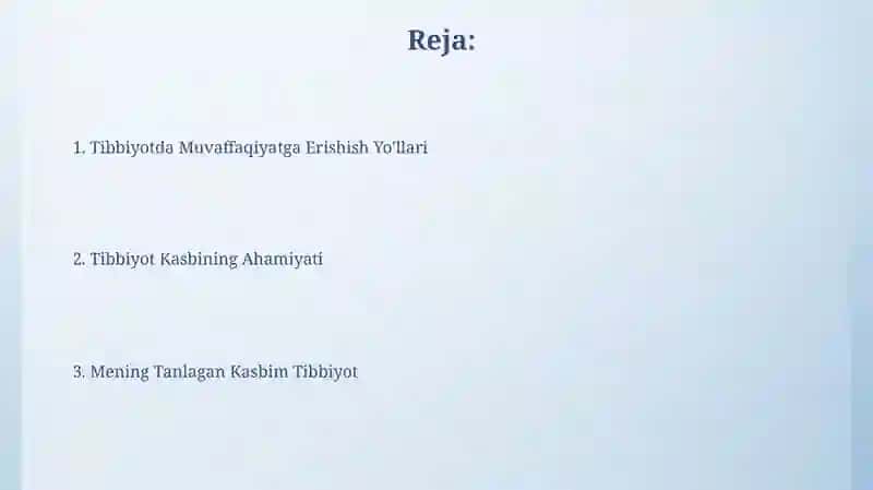 Tibbiyotda Muvaffaqiyatga Erishish Yo'llari 2