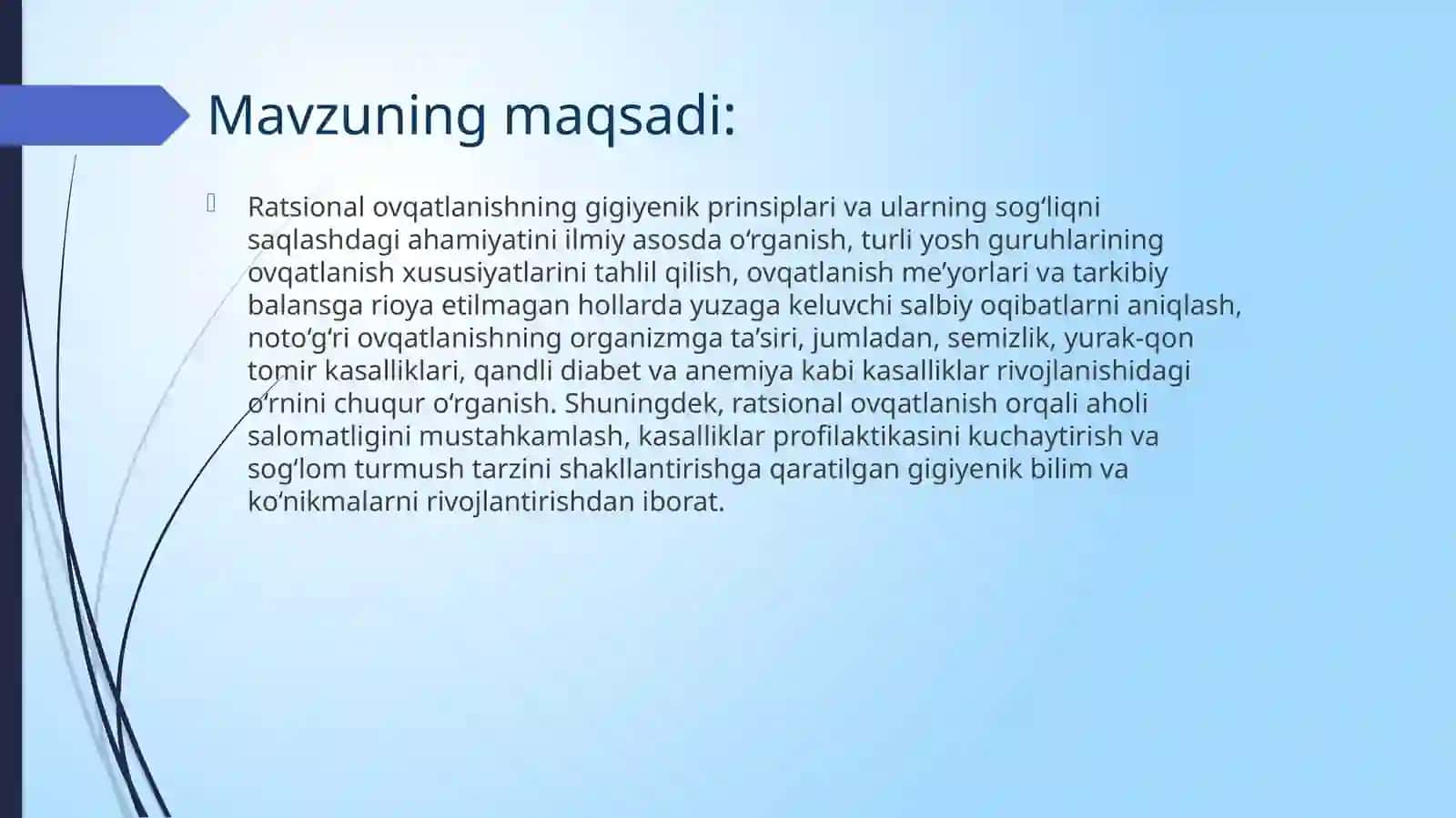 Ratsional ovqatlanishning gigiyenik prinsiplari. Noto‘g‘ri ovqatlanishning asoratlari 2