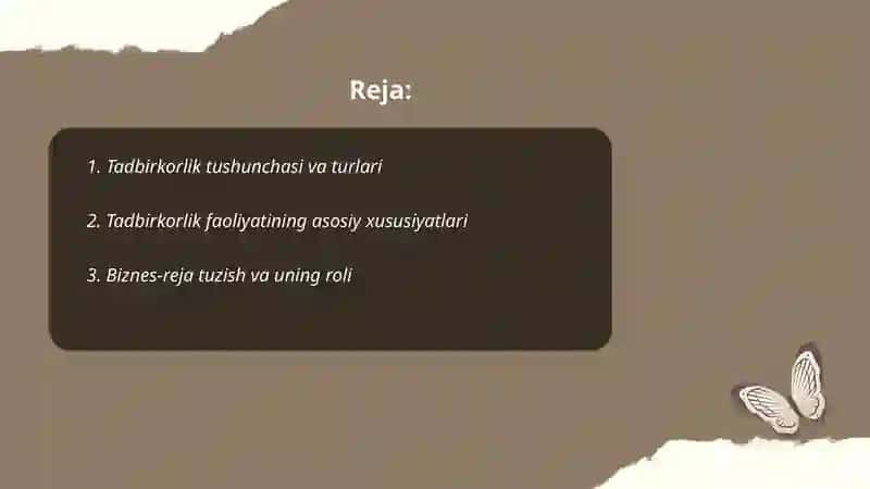 Tadbirkorlik faoliyati va tadbirkorlik kapitali 2