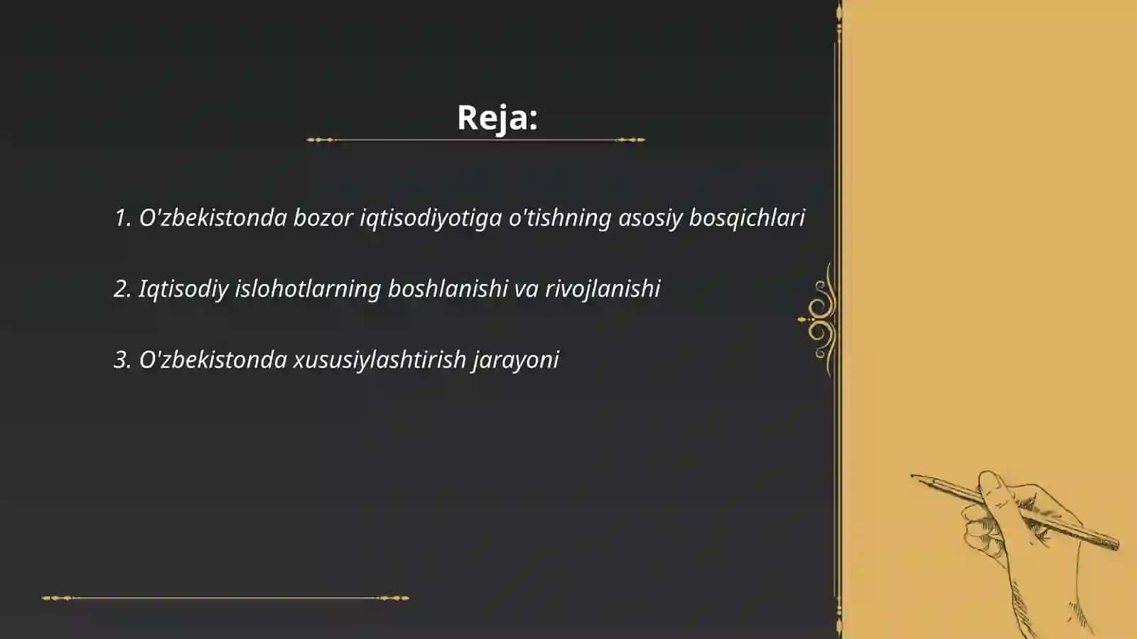 Bozor iqtisodiyotiga o’tish davri va O’zbekistondagi xususiyatlari 2