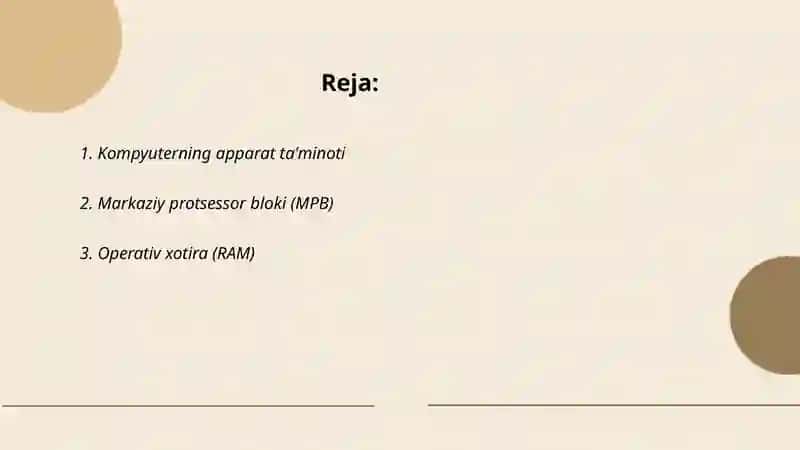 Shaxsiy kompyuterning tuzilishi va arxitekturasi 2