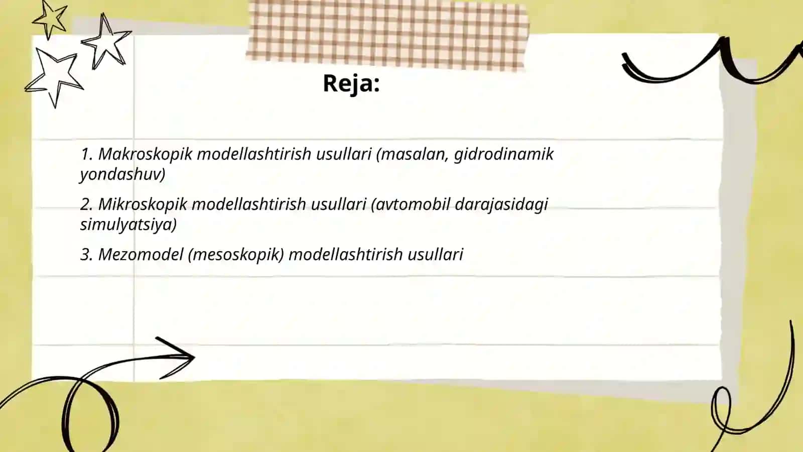 Transport oqimlarini modellashtirish usullari 2