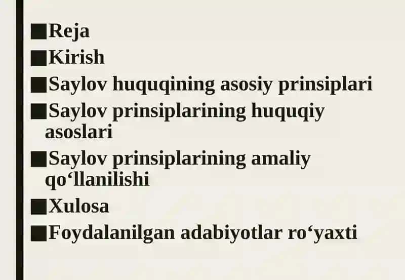 Insonning saylov huquqini prinsiplari 2