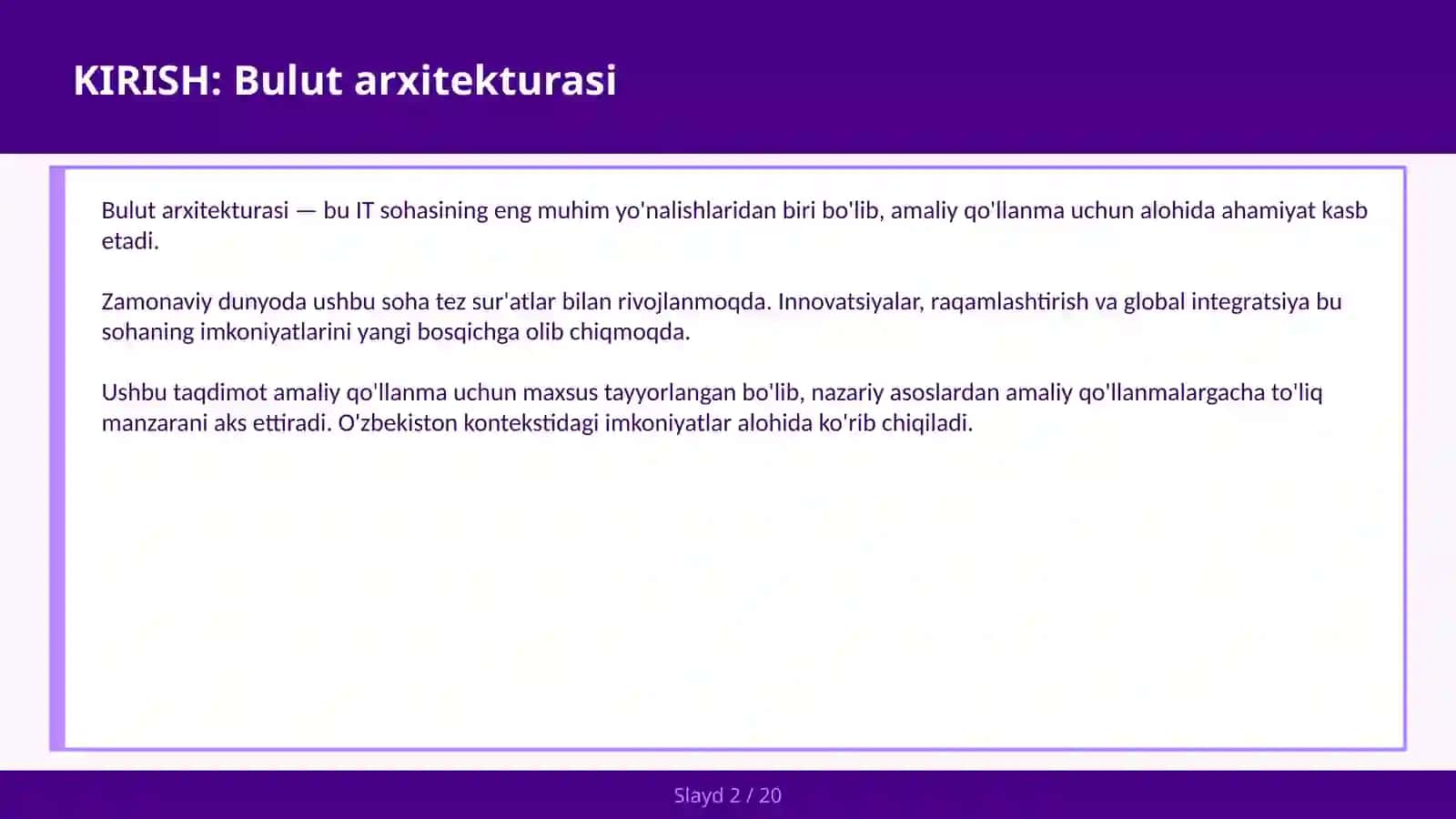 Bulut arxitekturasi 2
