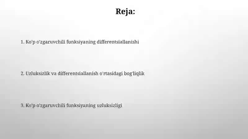 Uzluksizlik va differentsiallanish o'rtasidagi bog'liqlik 2