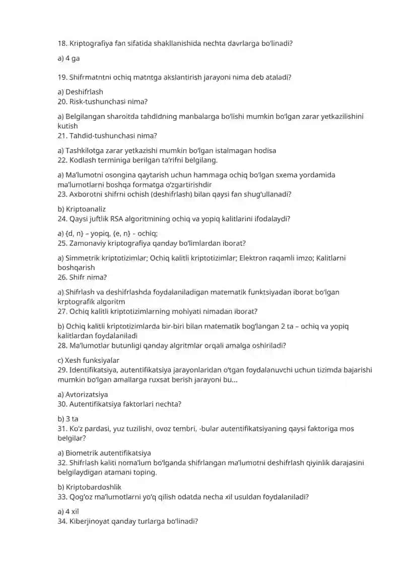 Kriptografiya fanining asosiy maqsadi 2