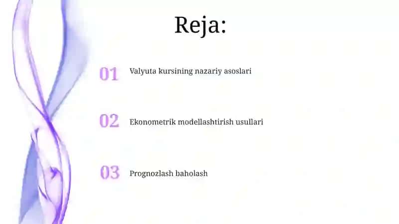 Valyuta kursi dinamikasini ekonometrik modellashtirish 2