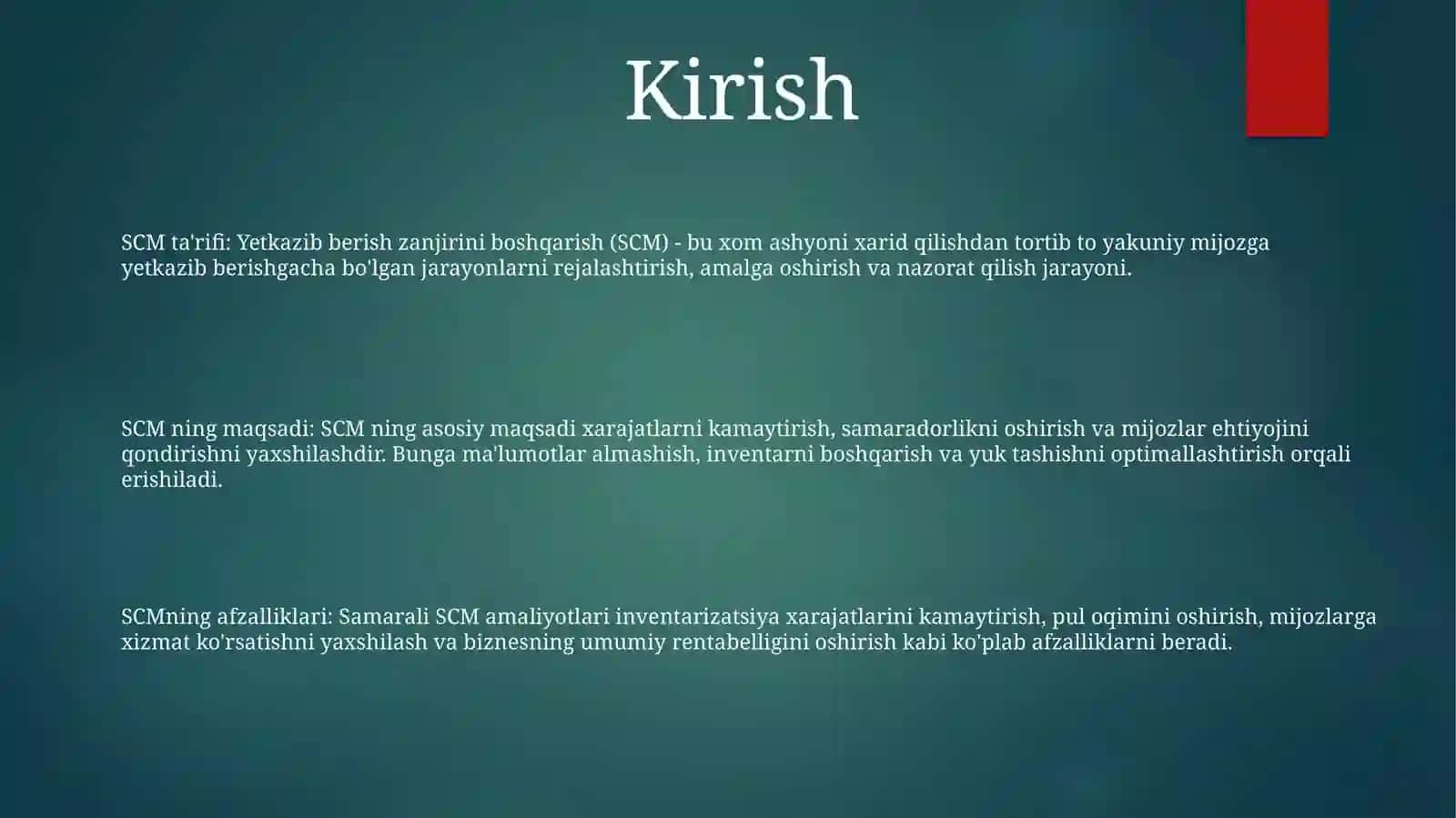 Yetkazib Berish Zanjirini Boshqarish (Scm) 2
