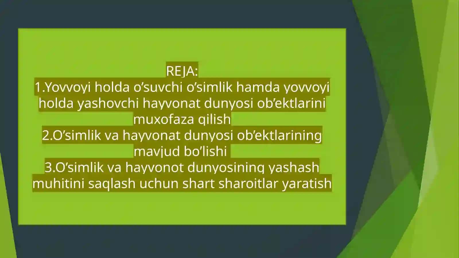 DEFEKTALOGIYA 5- EKALOGIYA FANI: XAYVONOT VA O’SIMLIK DUNUYOSINI MUHOFAZA QILISH 2