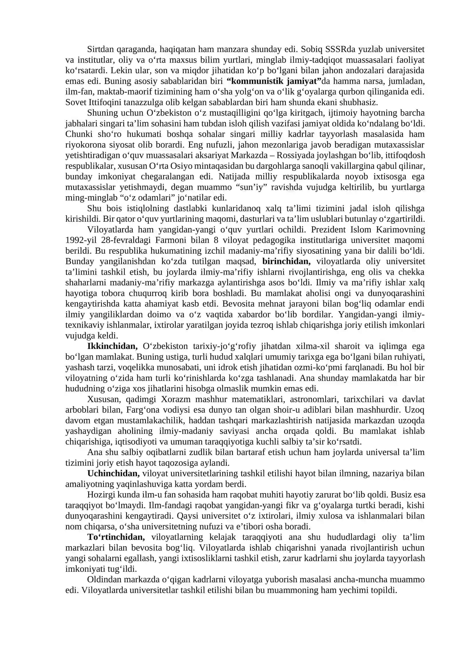 Oʻzbekiston Respublikasida ta’lim sohasida amalga oshirilgan islohotlar 2