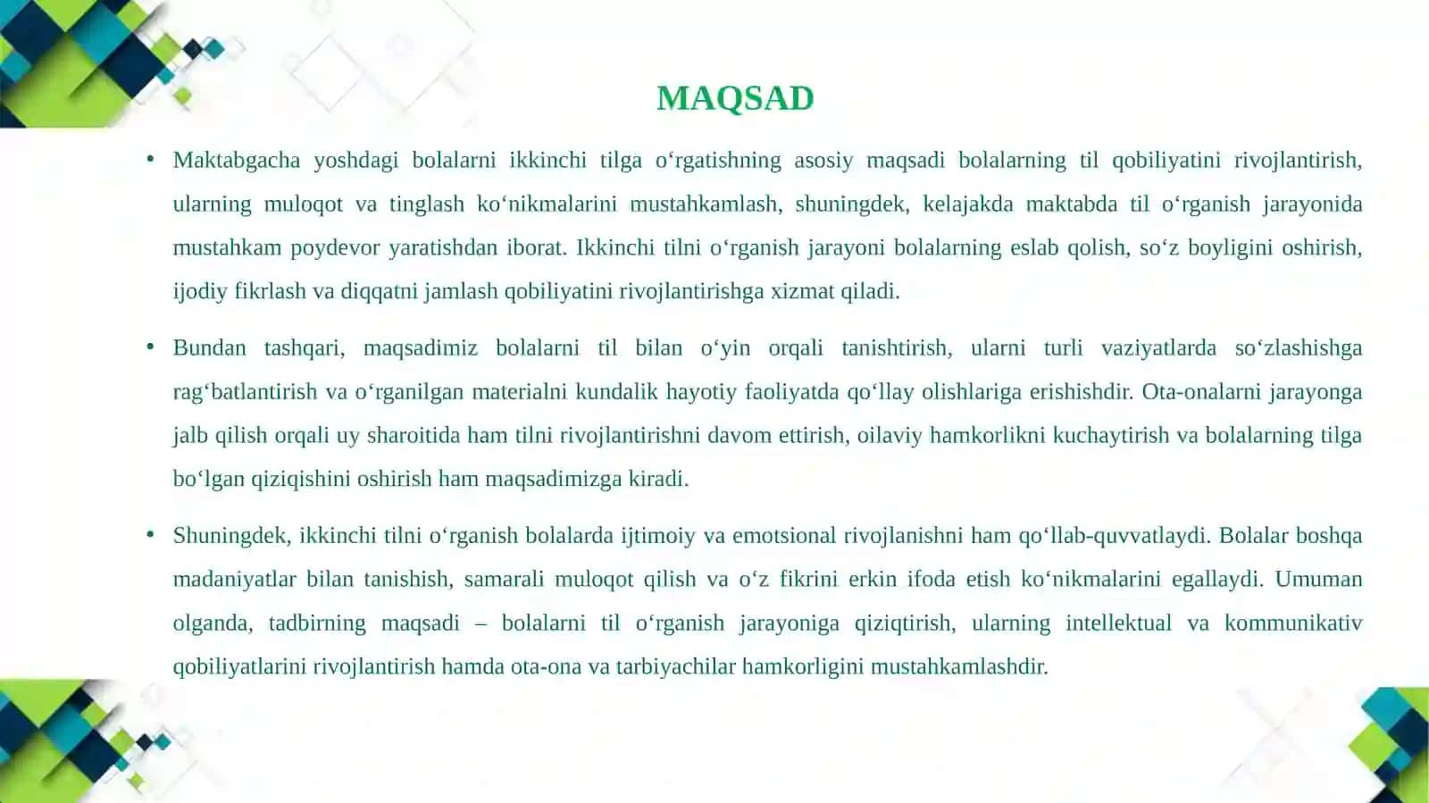 MAKTABGACHA TA'LIM TASHKILOTI VA OILA HAMKORLIGI 2