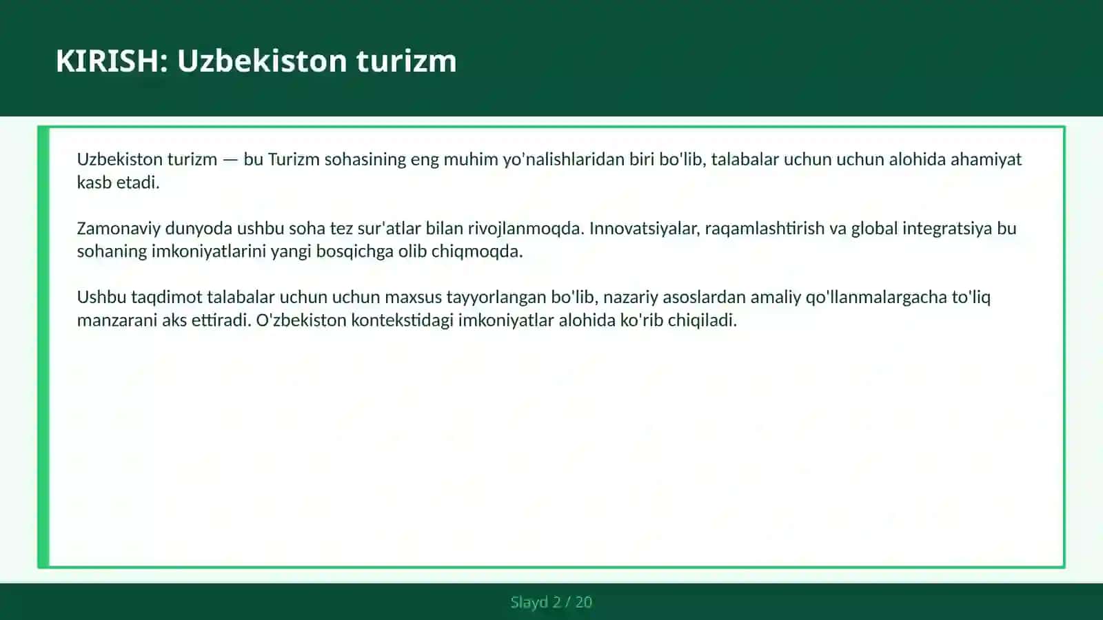 Uzbekiston turizm 2