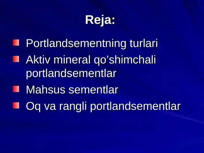 Portlandsementning maxsus turlari 2