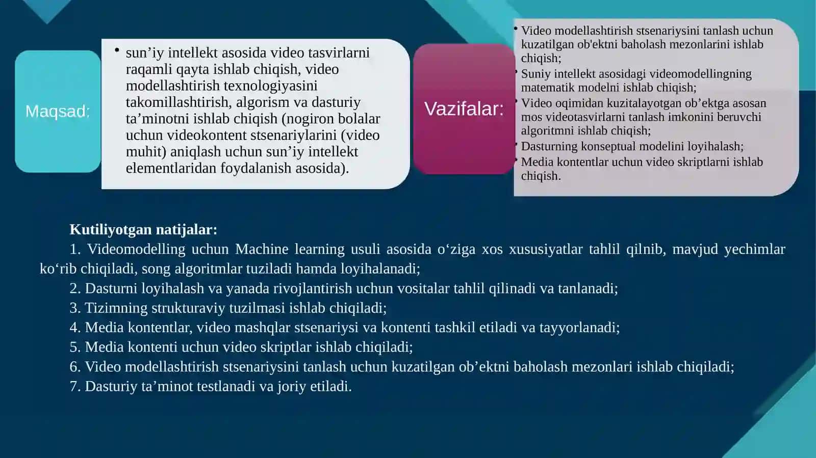 Sun’iy intellekt asosida video tasvirlarni raqamli qayta ishlash algoritmi va dasturiy ta’minotini ishlab chiqish 2