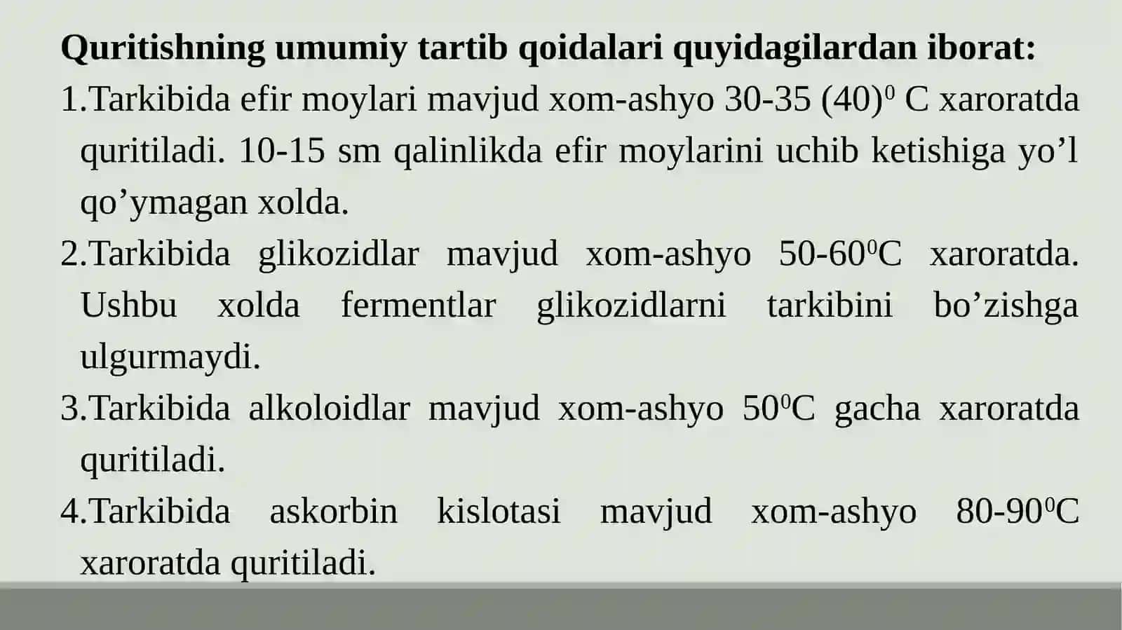Dorivor O'simliklar Xom Ashyosini Quritish Usullari 2
