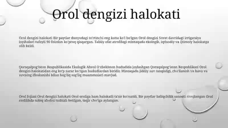 Qoraqalpoģiston Respublikasida Ekalogik Ahvol 2