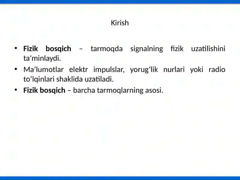 Fizik bosqich texnologiyalari 2