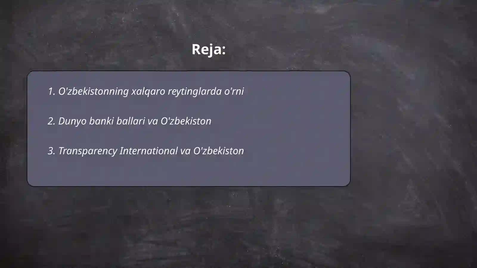 O'zbekistonda roʻy berayotgan o'zgarishlarning xalqaro reyting va indekslarda aks etishi 2