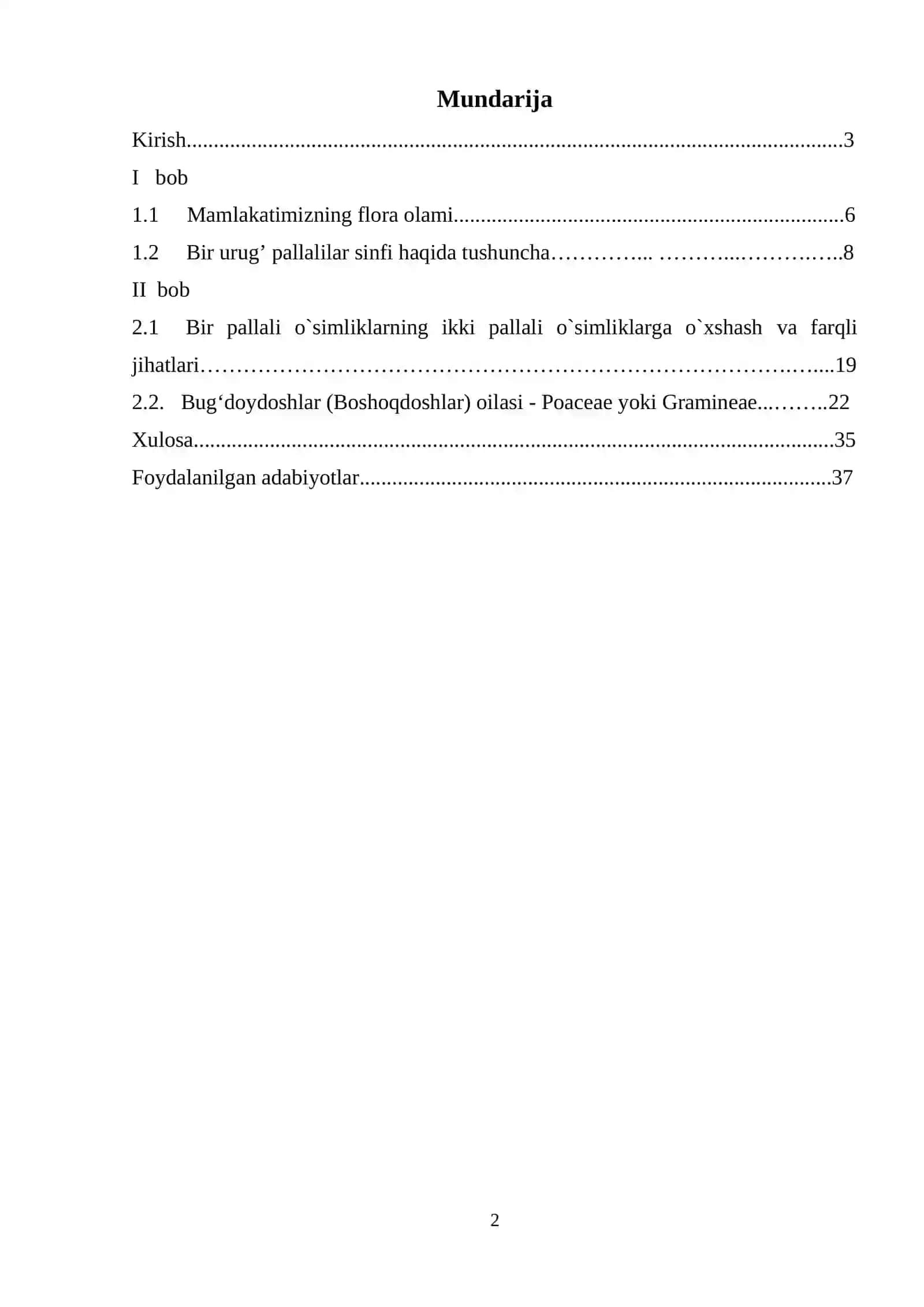 Biologiya kurs ishi "Botanika" fani 2