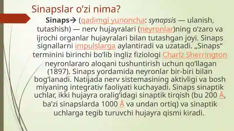 Sinapslarning turlimoddalargasezgirligi 2