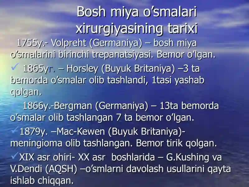 Bosh miya o’smalari 2