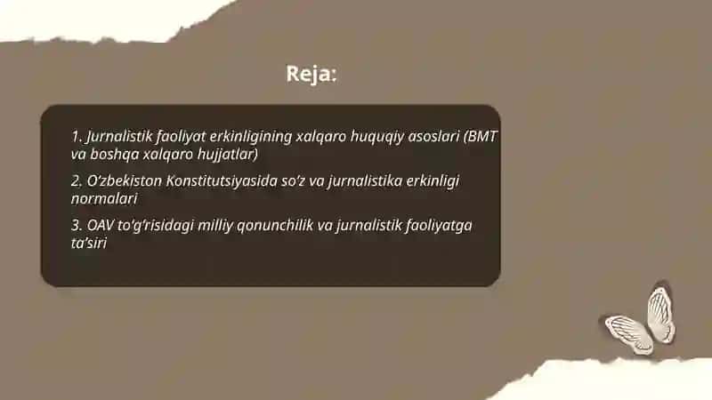 Jurnalistik faoliyat erkinligi: xalqaro va milliy normalar 2