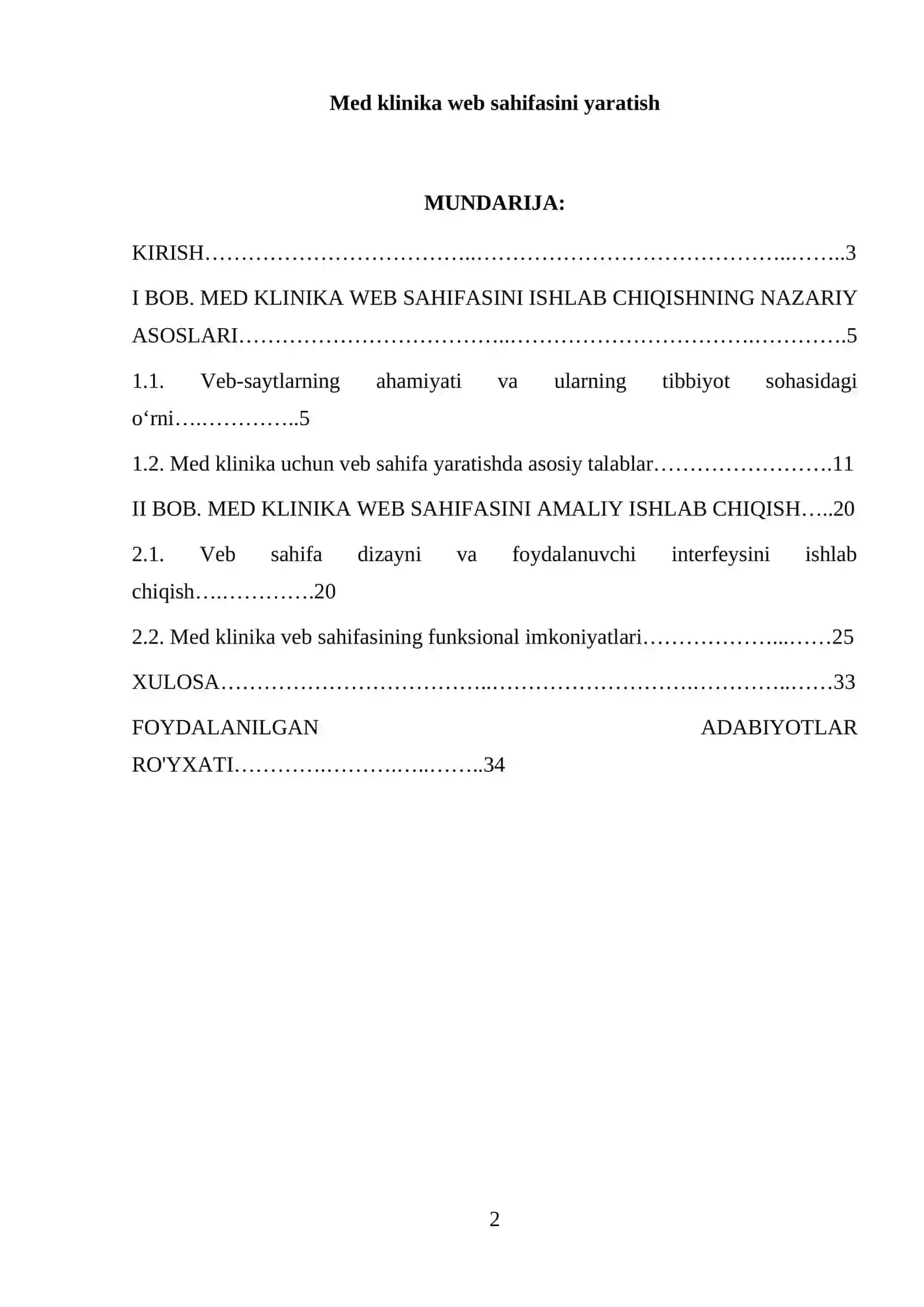 Med klinika web sahifasini yaratish 2