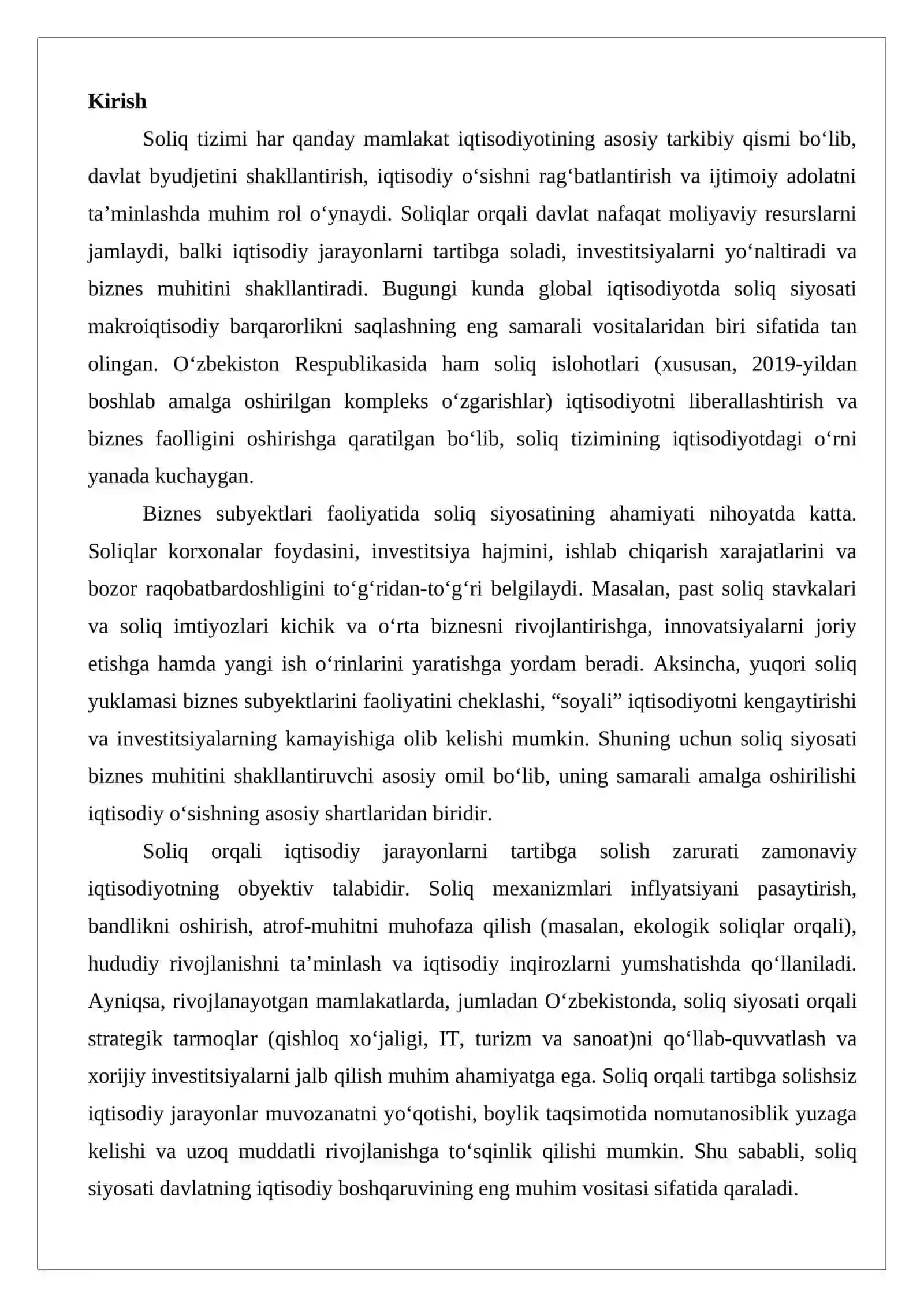 Biznes subyektlari faoliyatiga soliqlar orqali ta’sir etish 2