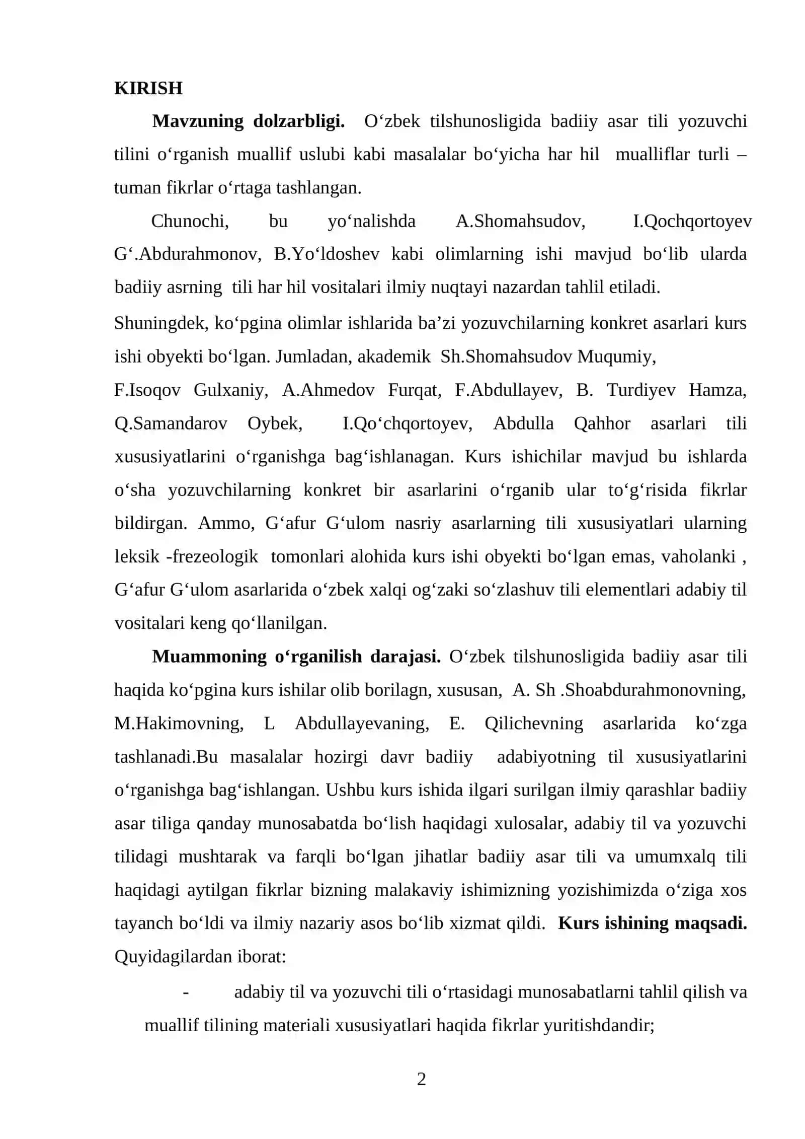 HIKOYA JANRIGA XOS XUSUSIYATLARI (G'OFUR G'ULOM HIKOYALARI ASOSIDA) 2