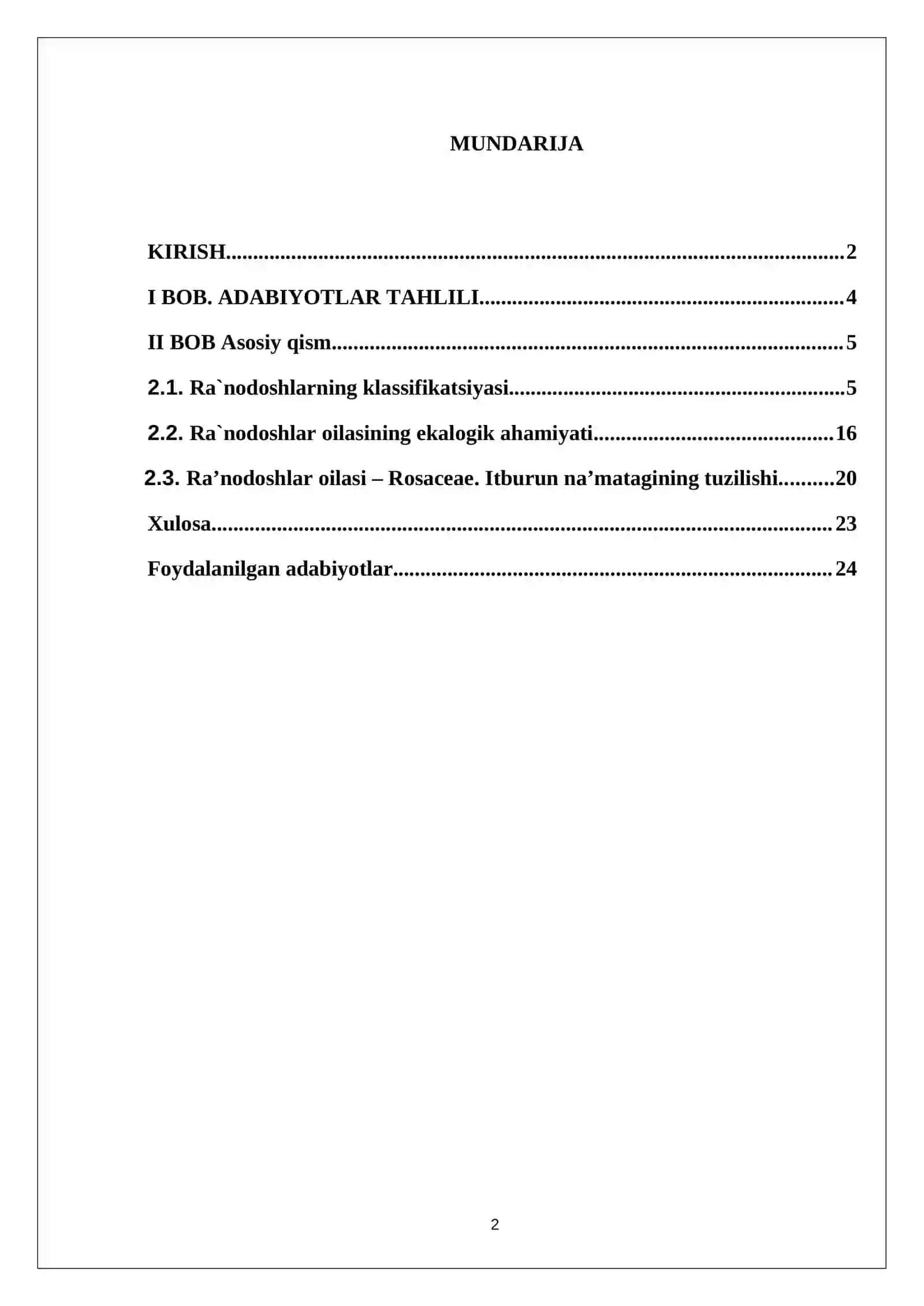 Ra’nodoshlar oilasi Kurs ishi 2