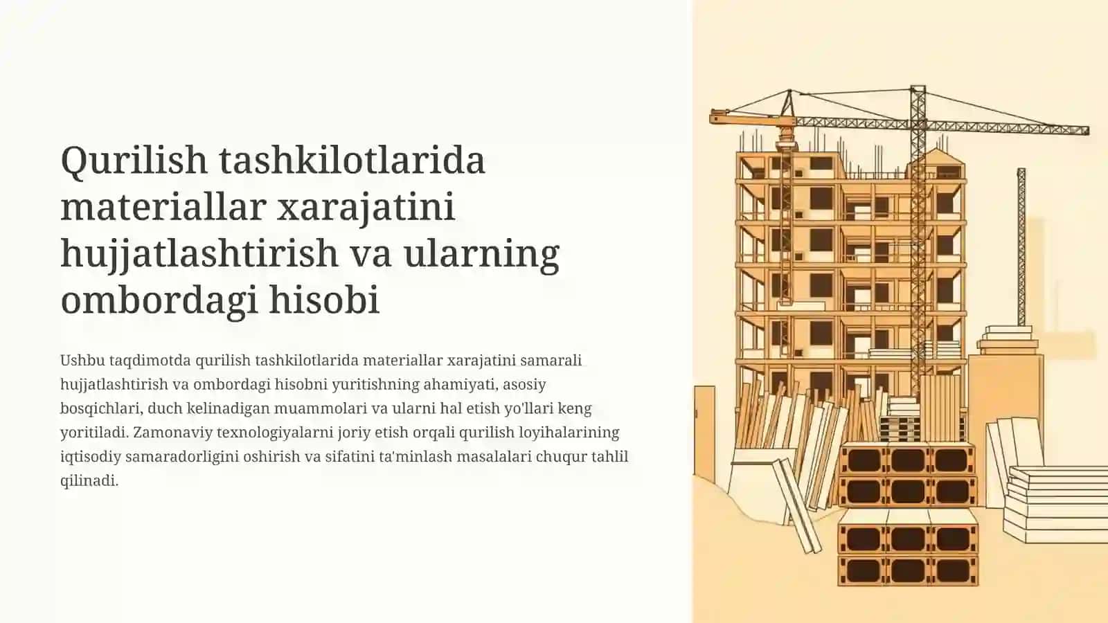 Qurilish tashkilotlarida materiallar xarajatini hujjatlashtirish va ularning ombordagi hisobi 2