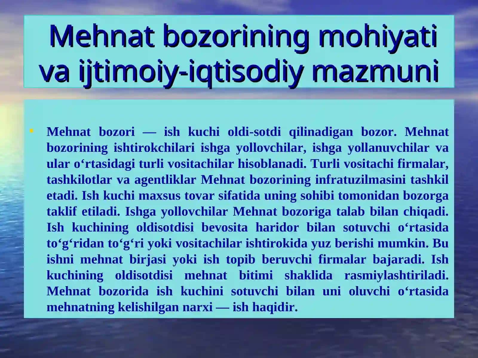 O'zbekiston Respublikasida mehnat bozorining shakllanishi va ishsizlikni o'ziga xos xususiyatlari 2